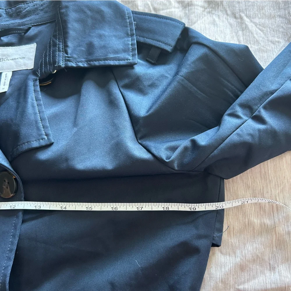 BCBGeneration Midnight Navy Blue Double Breasted Lightweight Spring Trench Coat - Picture 16 of 16